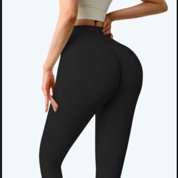 Women Leggings Booty Scrunch Round High Waist Butt Yoga Legging Fitness Pants - Picture 3 of 9